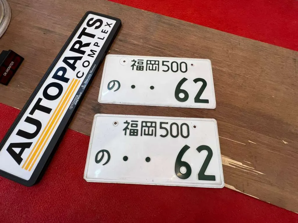 Original Japan uncut license plates number 62 1