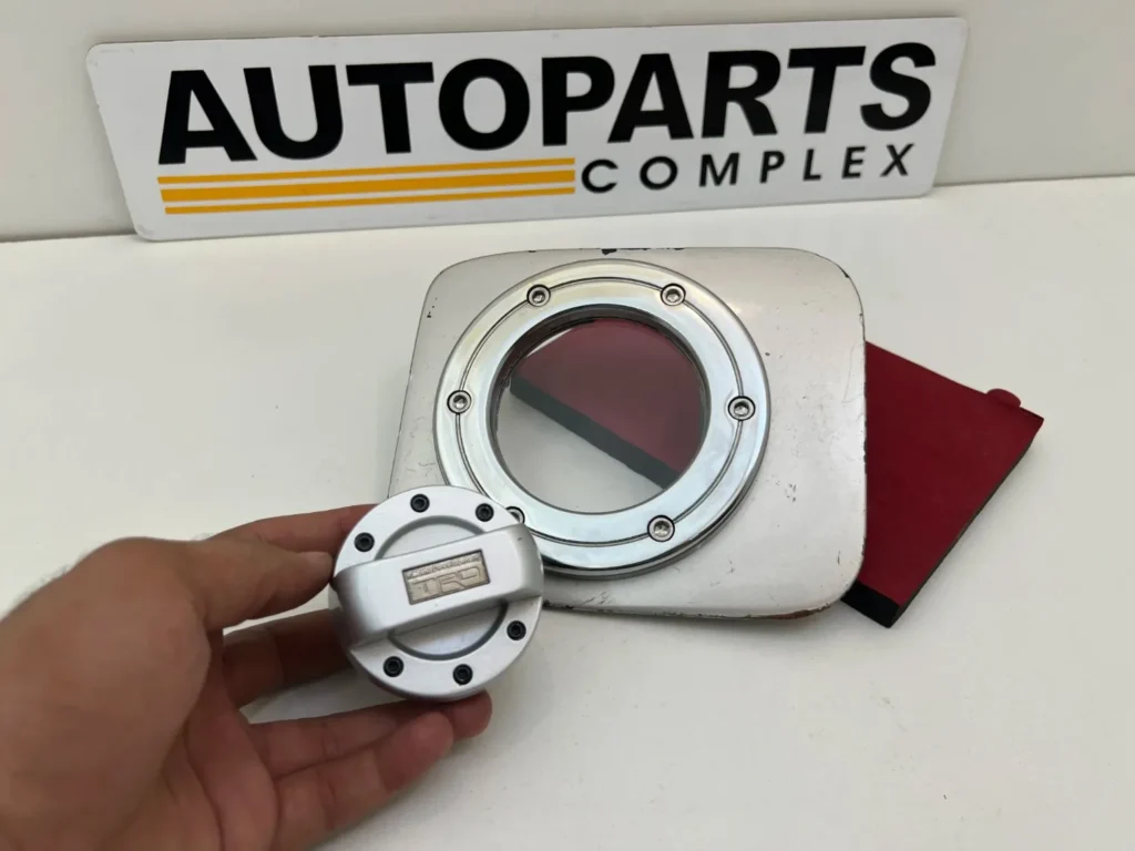 Ae101 Ae100 Corolla JDM style modified fuel filler door with silver TRD cap (6)