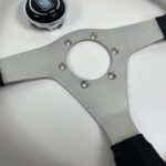 Authentic Nardi Gara 30 Steering Wheel – Freshly Re-Stitched Black Leather with Satin Silver Spokes (360mm) (1)