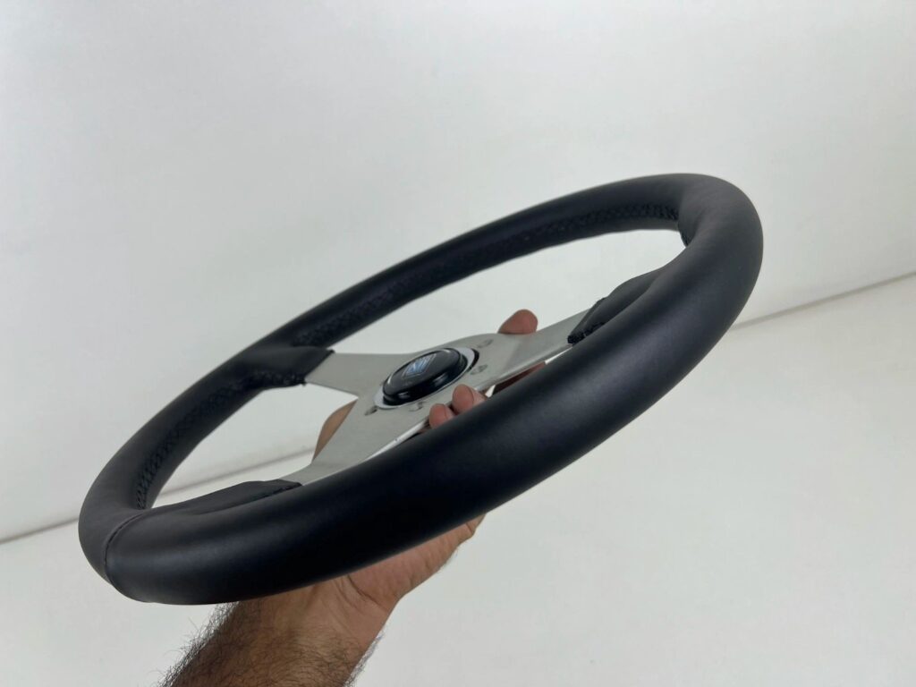 Authentic Nardi Gara 30 Steering Wheel – Freshly Re-Stitched Black Leather with Satin Silver Spokes (360mm) (11)