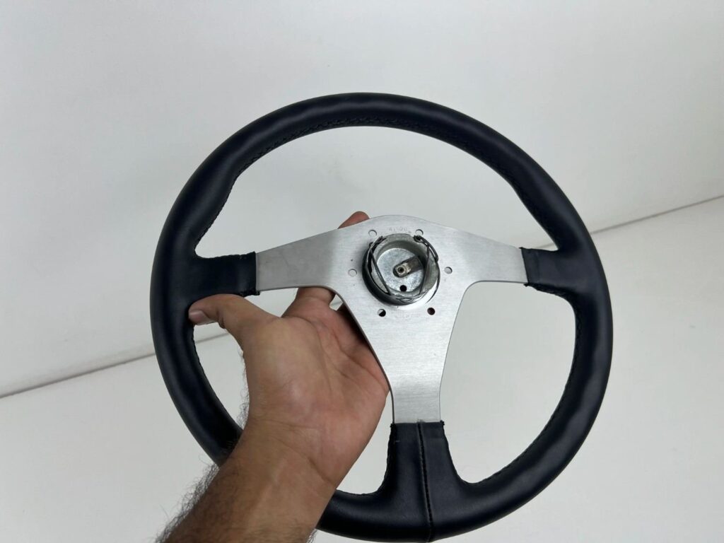 Authentic Nardi Gara 30 Steering Wheel – Freshly Re-Stitched Black Leather with Satin Silver Spokes (360mm) (14)