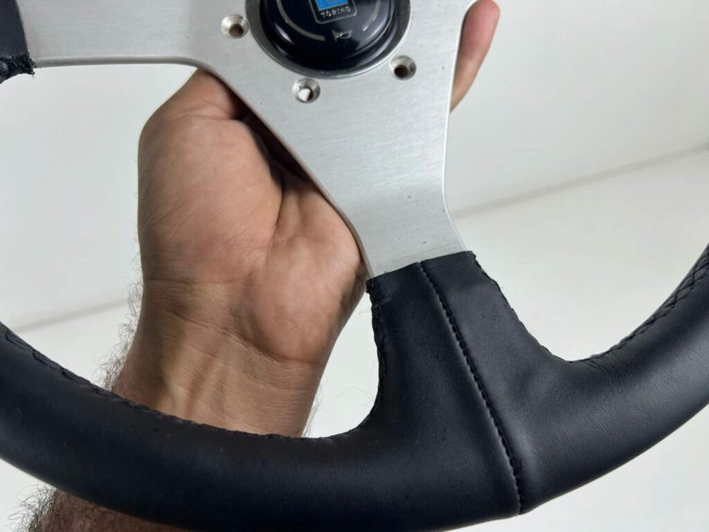 Authentic Nardi Gara 30 Steering Wheel – Freshly Re-Stitched Black Leather with Satin Silver Spokes (360mm) (4)