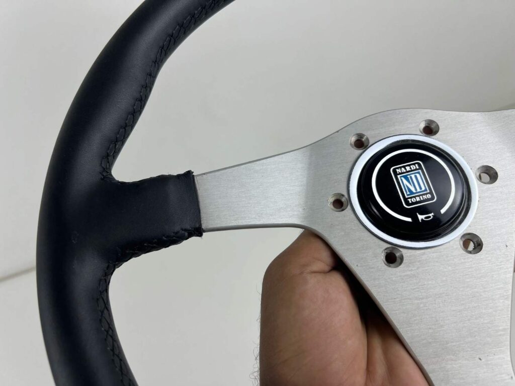 Authentic Nardi Gara 30 Steering Wheel – Freshly Re-Stitched Black Leather with Satin Silver Spokes (360mm) (5)