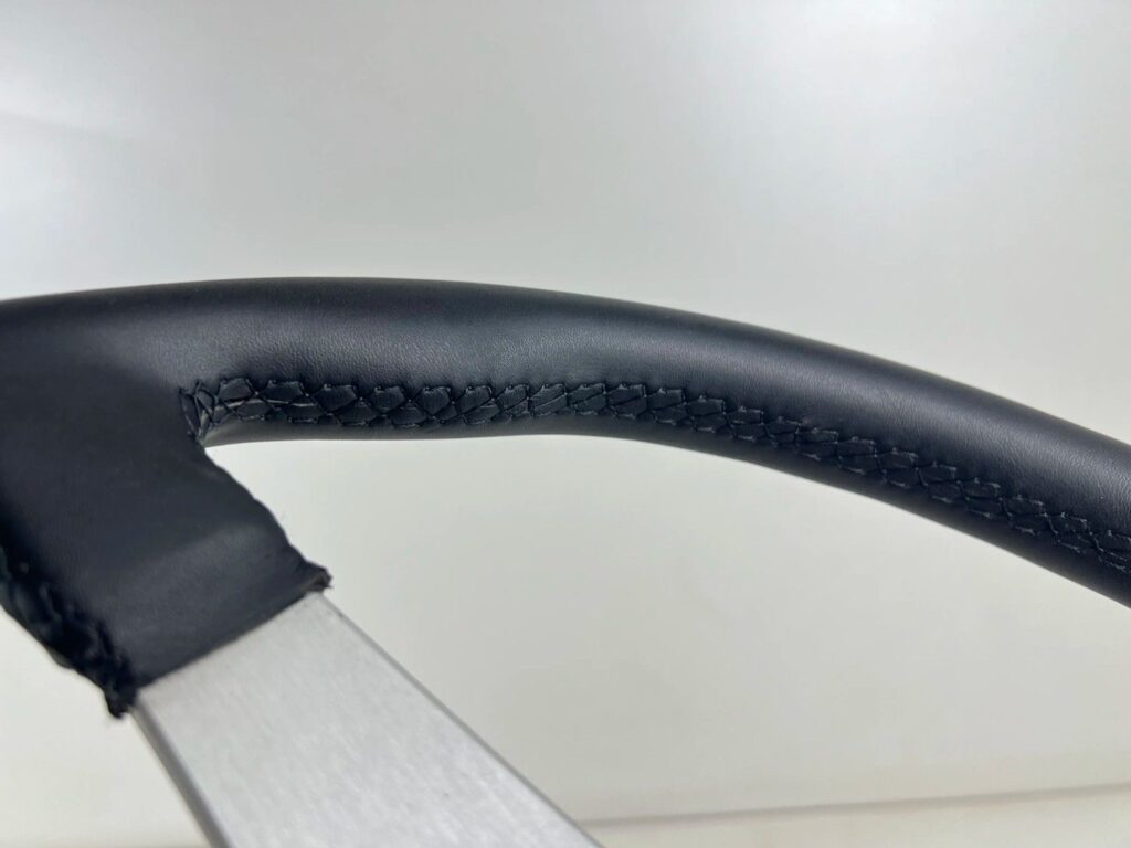 Authentic Nardi Gara 30 Steering Wheel – Freshly Re-Stitched Black Leather with Satin Silver Spokes (360mm) (6)