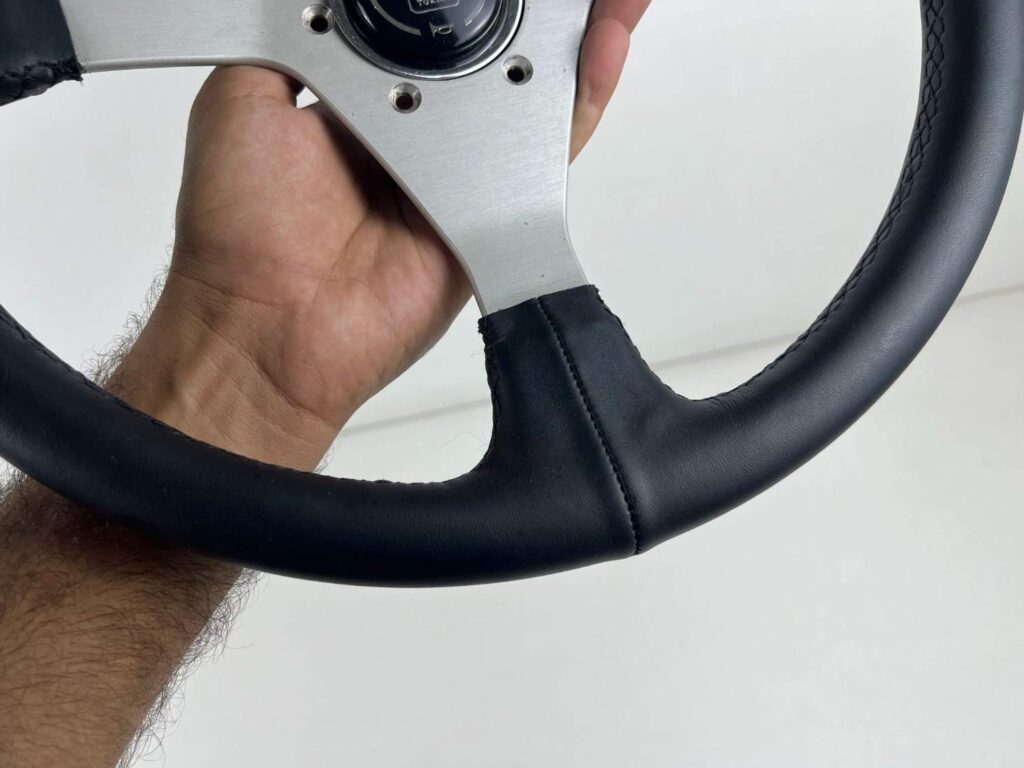 Authentic Nardi Gara 30 Steering Wheel – Freshly Re-Stitched Black Leather with Satin Silver Spokes (360mm) (8)