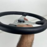 Authentic Nardi Gara 30 Steering Wheel – Freshly Re-Stitched Black Leather with Satin Silver Spokes (360mm) (9)