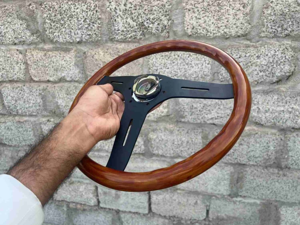 Authentic Vintage Nardi Classic Mahogany Wood Steering Wheel – Black Spokes (1)