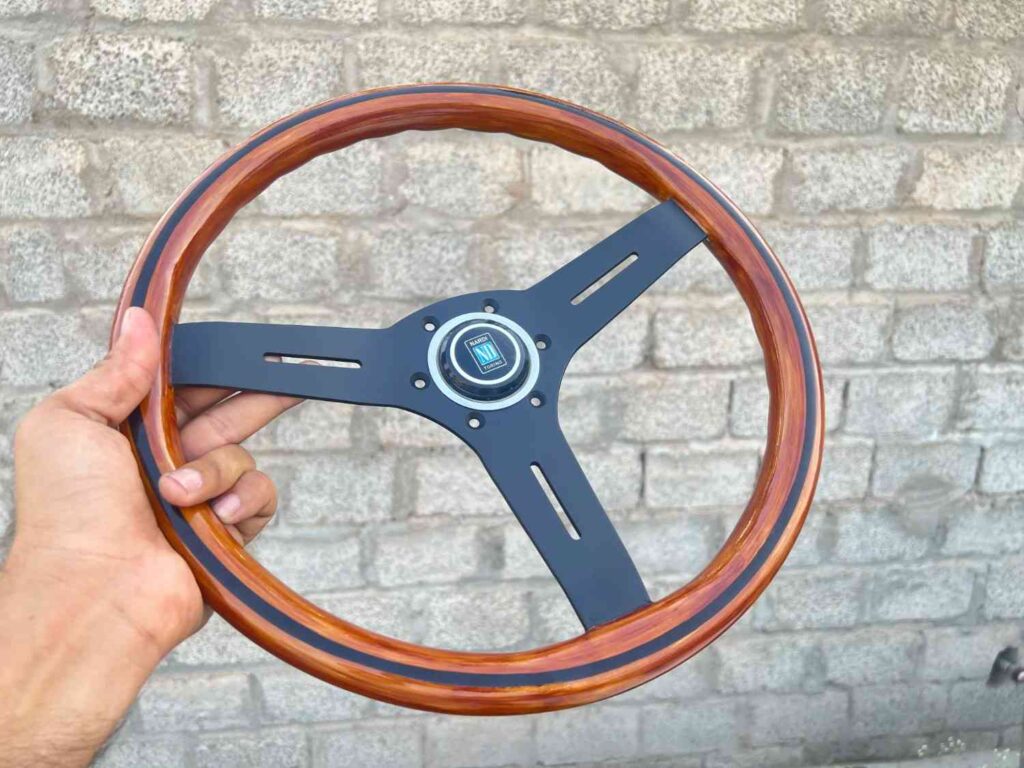 Authentic Vintage Nardi Classic Mahogany Wood Steering Wheel – Black Spokes (2)