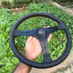 Nardi 360mm Re-leather stitched all black with red stitch thread (9)