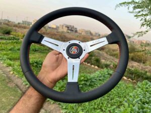 Nardi 360mm perforated leather with polished spokes for Toyota (2)