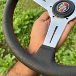 Nardi 360mm perforated leather with polished spokes for Toyota (9)
