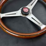 Nardi classic wooden 365mm with red Toyota horn button (4)