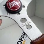 OBA Italian vintage wooden steering wheel with red Toyota horn button (5)